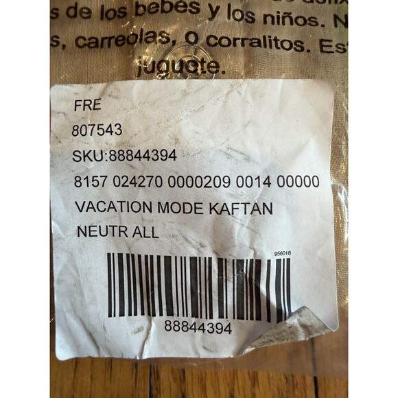 Free People Kaftan Womens One Size Natural Vacation Mode Striped Boho Cover Up - Picture 7 of 7